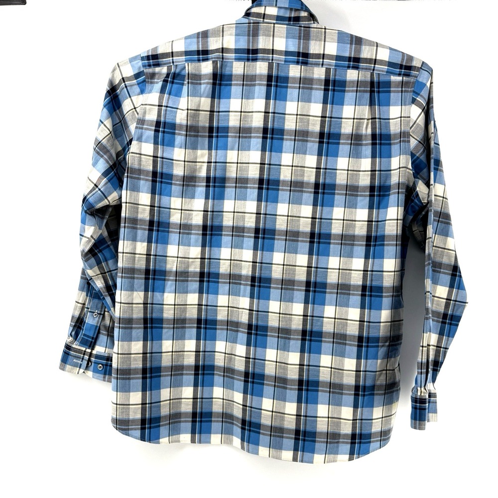 L.L. Bean Mens L Wrinkle Free Traditional Fit Button Dn Shirt Blue Plaid Classic - Picture 3 of 8
